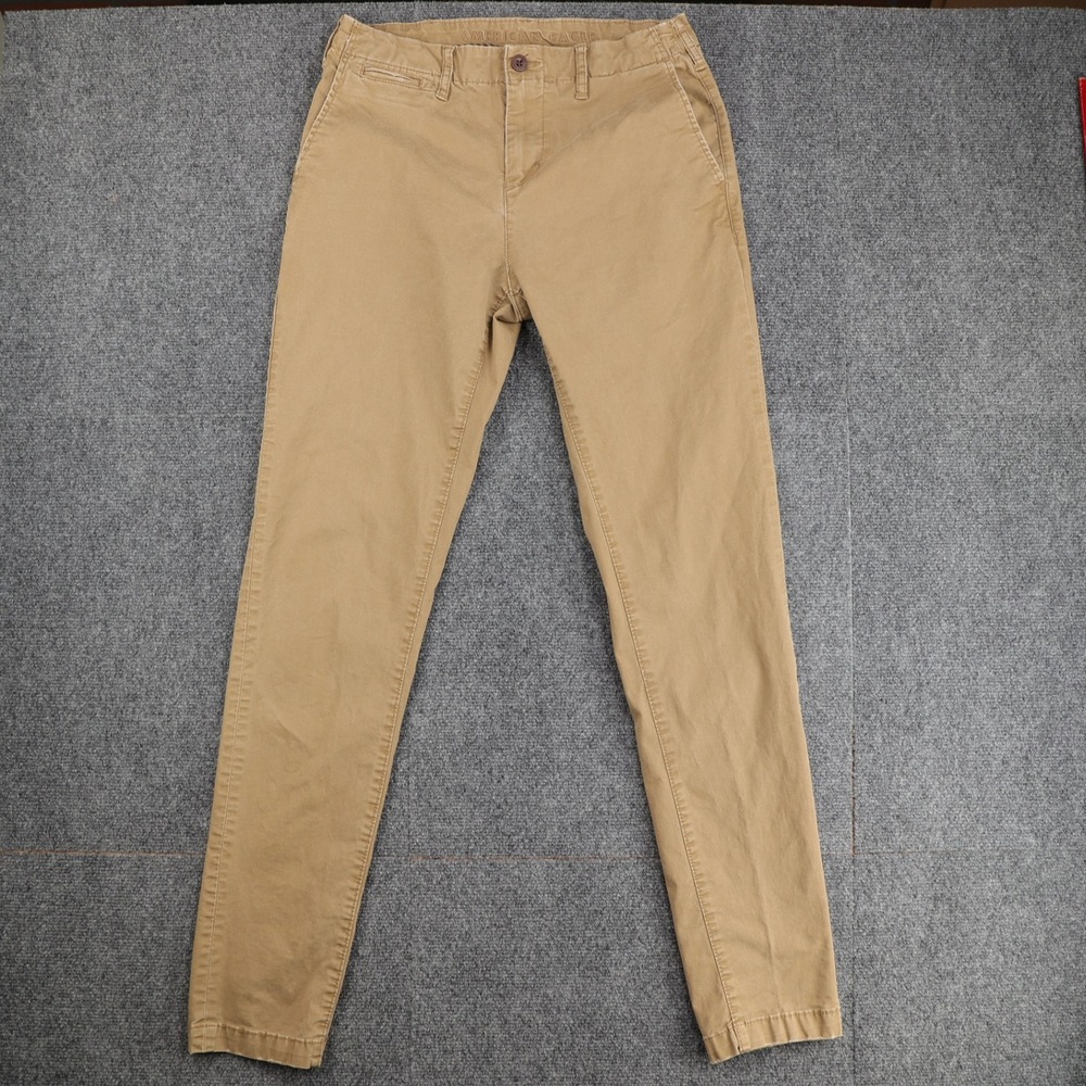 American Eagle Athletic Fit Flex Chino Pants Mens 30x33 Khaki Tanβ Brown Stretch